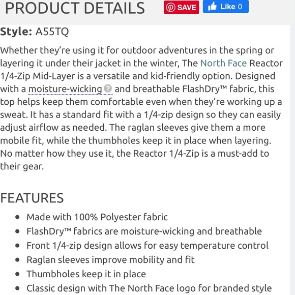 The North Face Reactor 1/4-Zip Mid-layer Top (Boys') - Picture 10 of 10